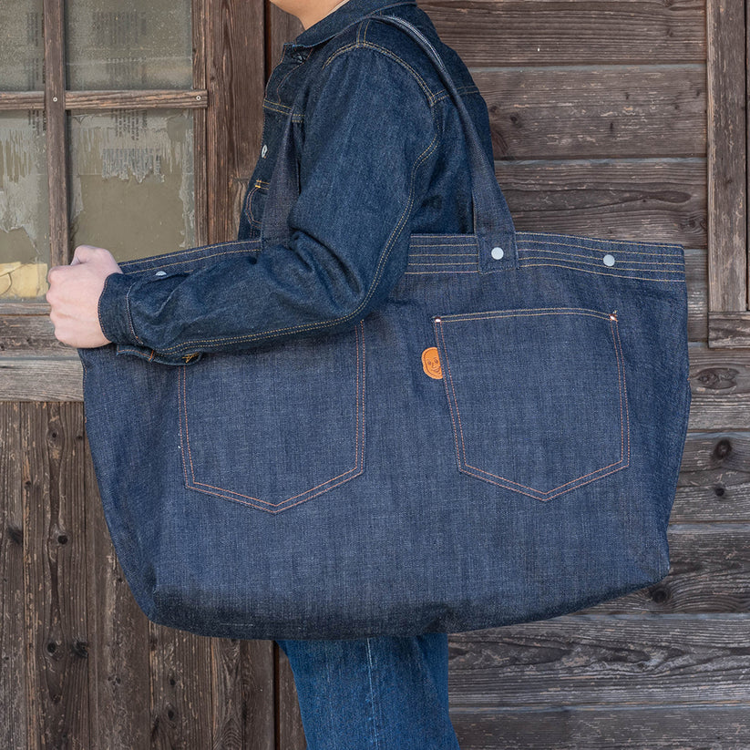 YAMANE INDUSTRIES Lot.9018 Denim Two Pocket Huge Tote 32"