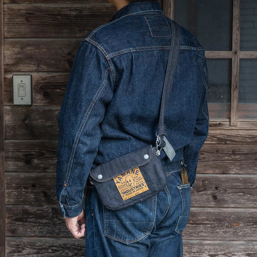 YAMANE INDUSTRIES Lot.9103 Denim Snap-on Flap Shoulder Pouch 9"