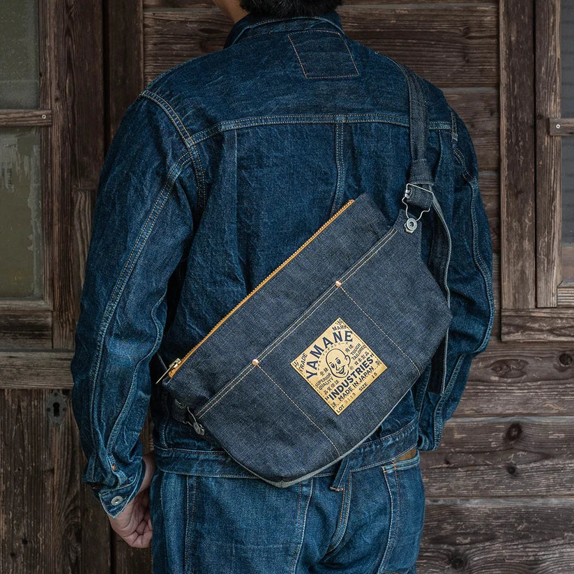 YAMANE INDUSTRIES Lot.9113 Denim Zip Shoulder Bag Wide 15"