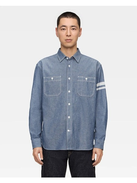 MOMOTARO TRIPLE STITCH CHAMBRAY SHIRT (TWO STRIPES) MMLS3000