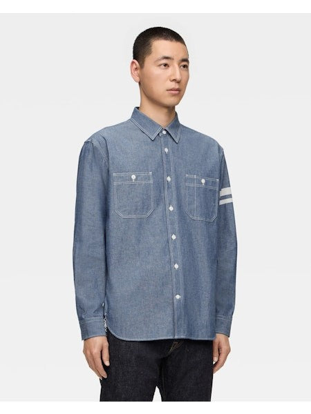 MOMOTARO TRIPLE STITCH CHAMBRAY SHIRT (TWO STRIPES) MMLS3000