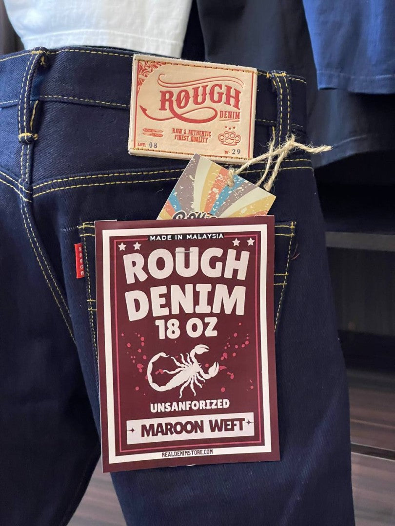 ROUGH Denim Maroon Weft 18 Oz