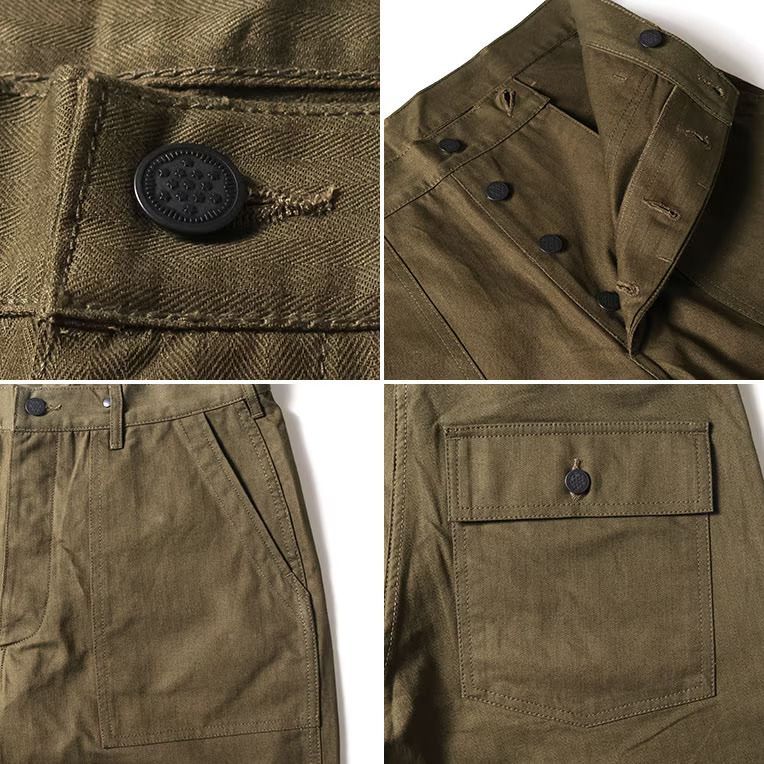 HOUSTON 10158 US ARMY HBT UTILITY TROUSERS (TAPERED) OLIVE