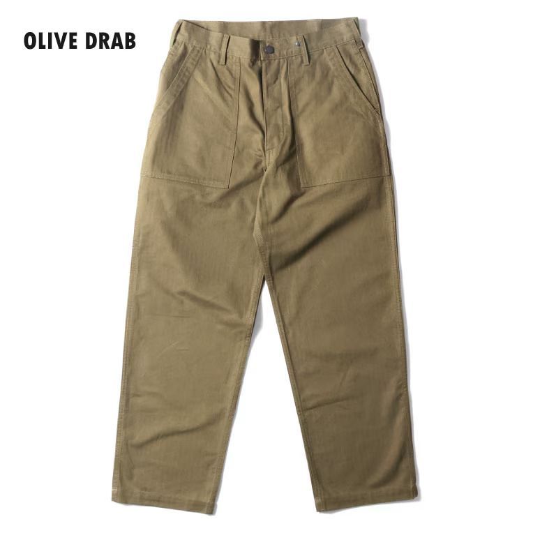 HOUSTON 10158 US ARMY HBT UTILITY TROUSERS (TAPERED) OLIVE
